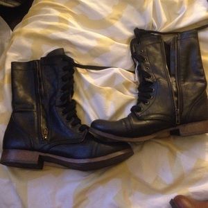 Black combat boots