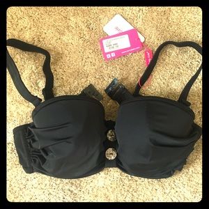 Black bikini top with button detail