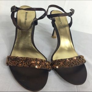 Varsavia Viamara Brown Sequin Beads Sling Back