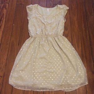Beautiful blush and gold polka-dot dress