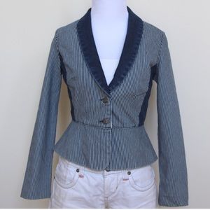 Striped Denim Peplum Jacket