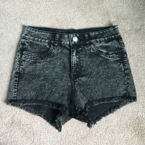 h&m acid washed frayed high waisted shorts