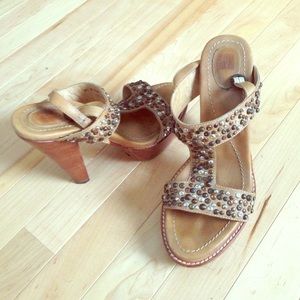 Leather studded Frye heels