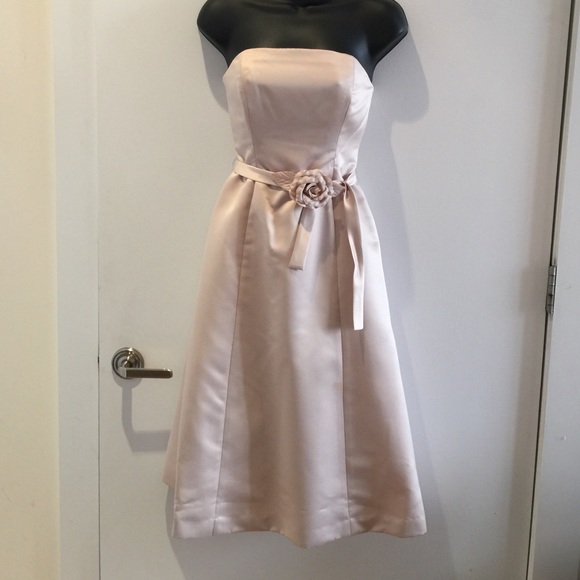 BCBG satin midi strapless dress