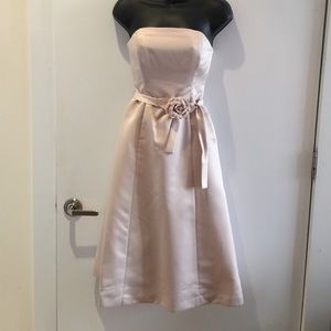 BCBG satin midi strapless dress