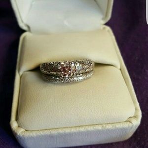 .75 karat white gold wedding band set