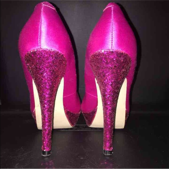 Hot Pink Sparkly Platform Pumps