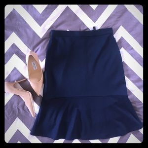 Dark Blue Midi Flare Skirt
