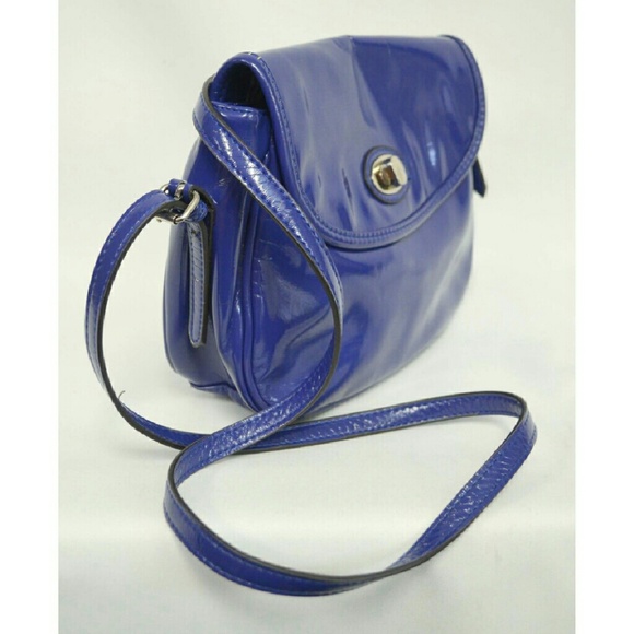 Electric Blue Faux Patent Shoulder / Crossbody Bag - Picture 2 of 4