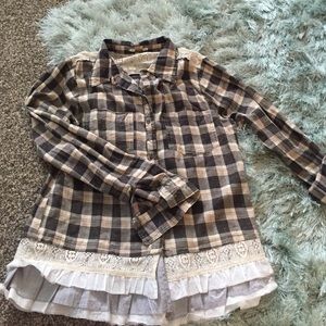 Cute lace layered flannel