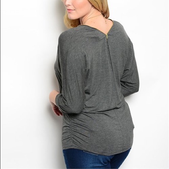 ❗️1 Left❗️Plus Size Gray Zip Top - Picture 2 of 4