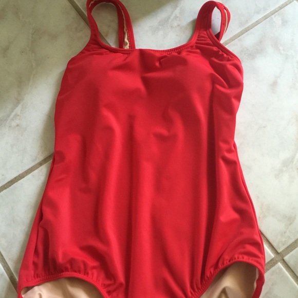 Lands End red size 10 one piece swimsuit