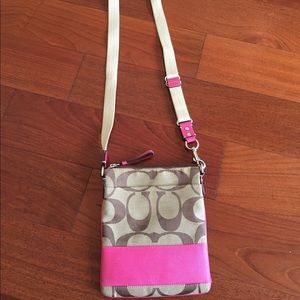 Authentic Coach Crossbody Purse - Pink Stripe