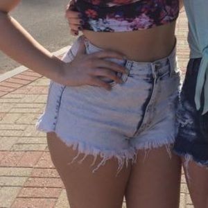 High-Waisted Denim Shorts