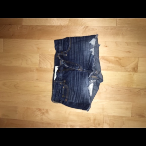 Abercrombie high rise dark wash shorts