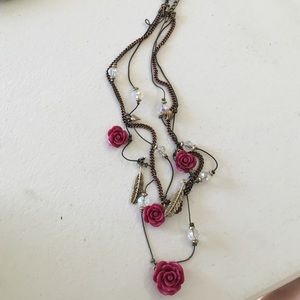 Multistrand, rose necklace