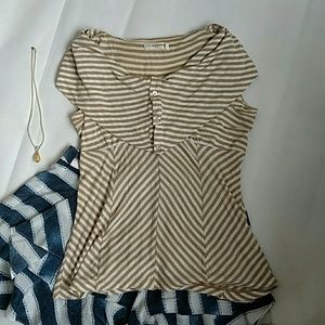 Pilcro and the Lettetpress fitted cowl neck top