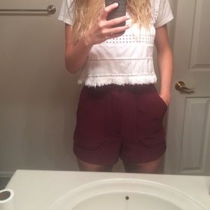 ZARA HIGH WASTED MAROON SHORTS!!! LIKE NEW