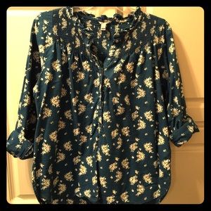 Floral cream and blue top