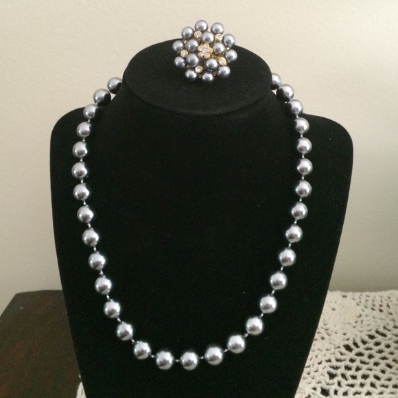 Jewelry - Dark grey necklace w/matching ring