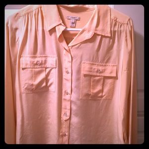 Blush silk button up