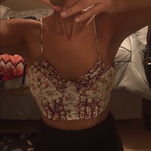 Flowered spaghetti strap crop top