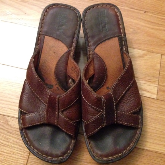 Born Leather Wedge Sandals