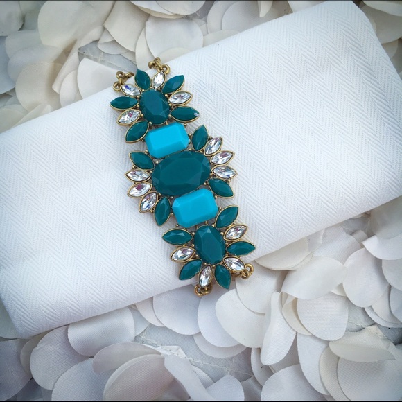 NWT J Crew Turquoise Crystal Rhinestone Bracelet - Picture 2 of 4
