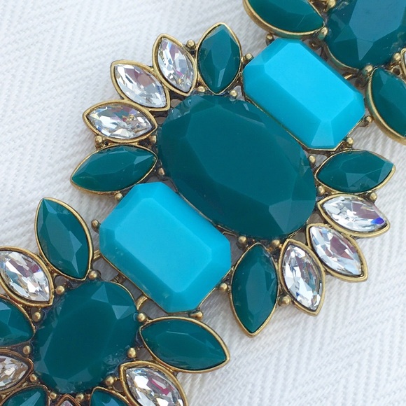 NWT J Crew Turquoise Crystal Rhinestone Bracelet - Picture 3 of 4