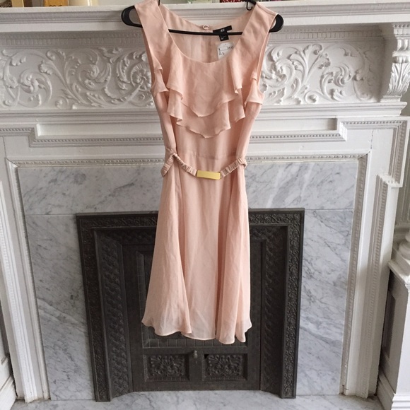 Blush. Ruffle. Front. Dress.