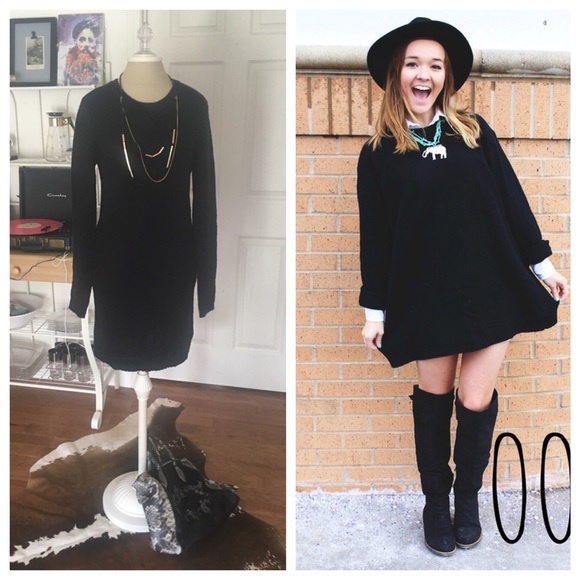 NWT Black Long Sleeved Sweater Mini Dress