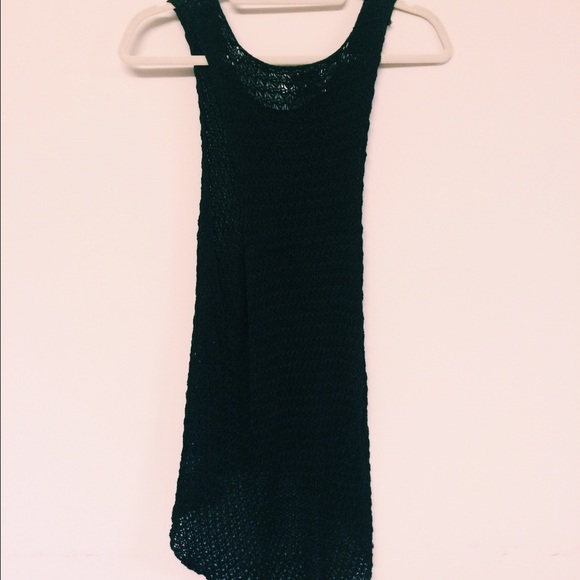 Black crochet knit top