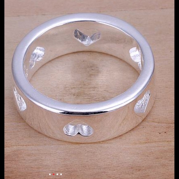 .925 Stamped Hollow Heart Ring - Picture 2 of 7