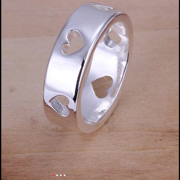 .925 Stamped Hollow Heart Ring - Picture 3 of 7