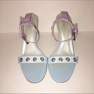 BCBG Lilac Purple, Blue, & Silver open toe heels