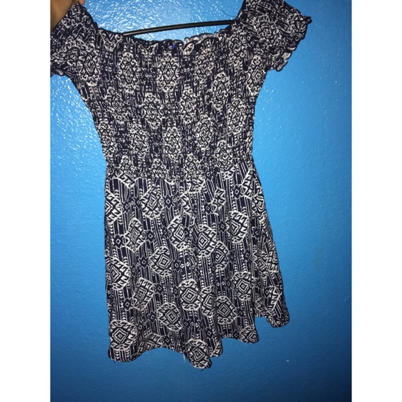 Blue off-the shoulder Summer Romper