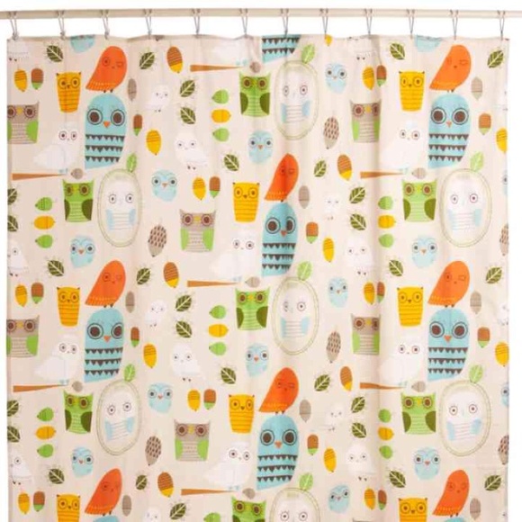 REDUCED Rare ModCloth Owl Cotton Shower Curtain