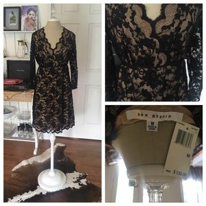 Christmas Max Studio Black Lace Holiday Party Mini