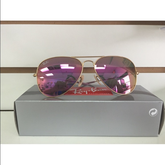 Magenta flash Ray Ban aviators with matte gold - Picture 1 of 4