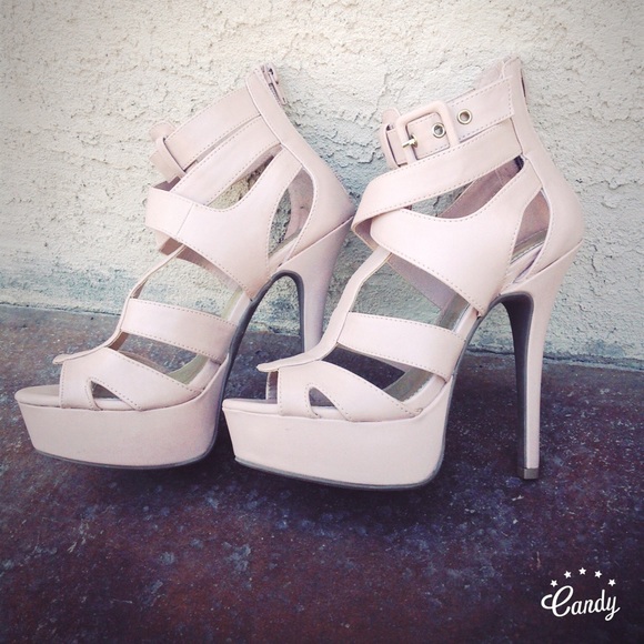 NUDE PLATFORM HEELS - Picture 3 of 3