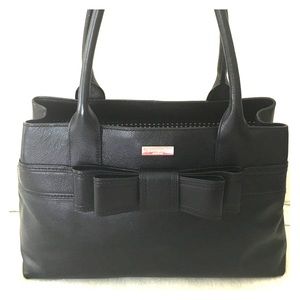 NWOT Kate Spade black leather med handbag w/ bow