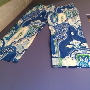 J. McLaughlin paisley silk cropped pants Sz 10