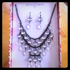 Silver and Clear Crystal Necklace & Earring Set
