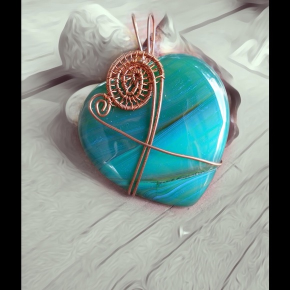 Flowerchild Creations Jewelry Jewelry - Green Agate JEWELRY HANDMADE HEART PENDANT
