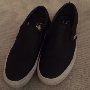 Black Slip On Leather Vans