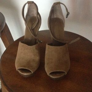 BCBG suede stilleto shoes.