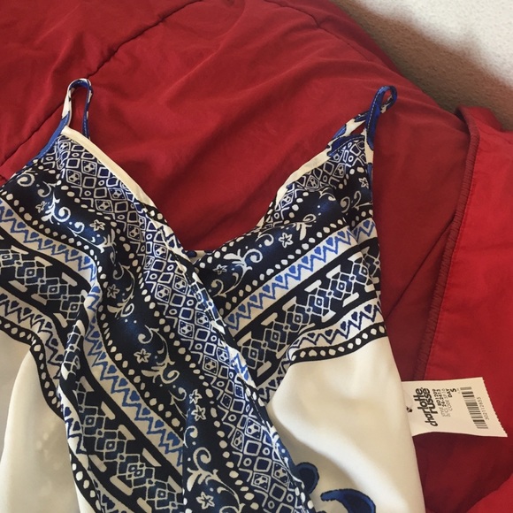 Blue Floral V-neck Dress with Tag. Size small - Picture 2 of 2