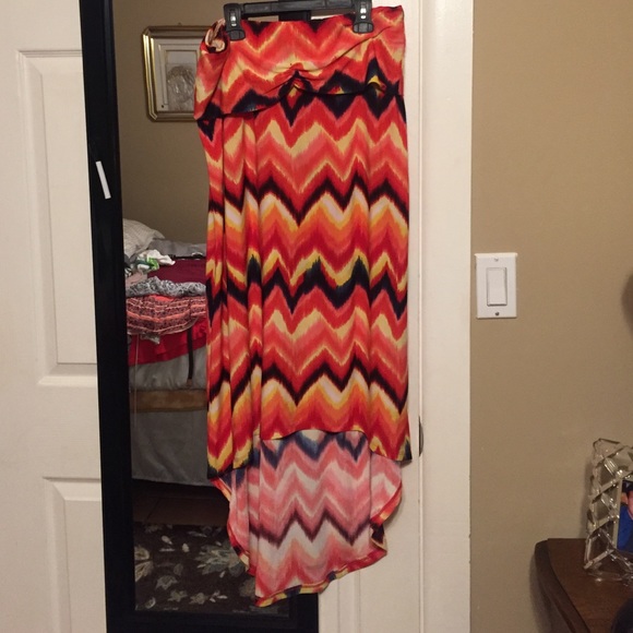 Multicolored high low skirt