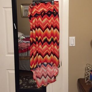 Multicolored high low skirt