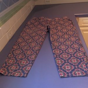 JCrew casual blue &pink print cropped pants Sz12